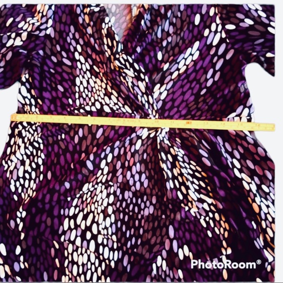 Motherhood Maternity Vneck Purple print 3/4 Sleeve Dress size M - Picture 7 of 12